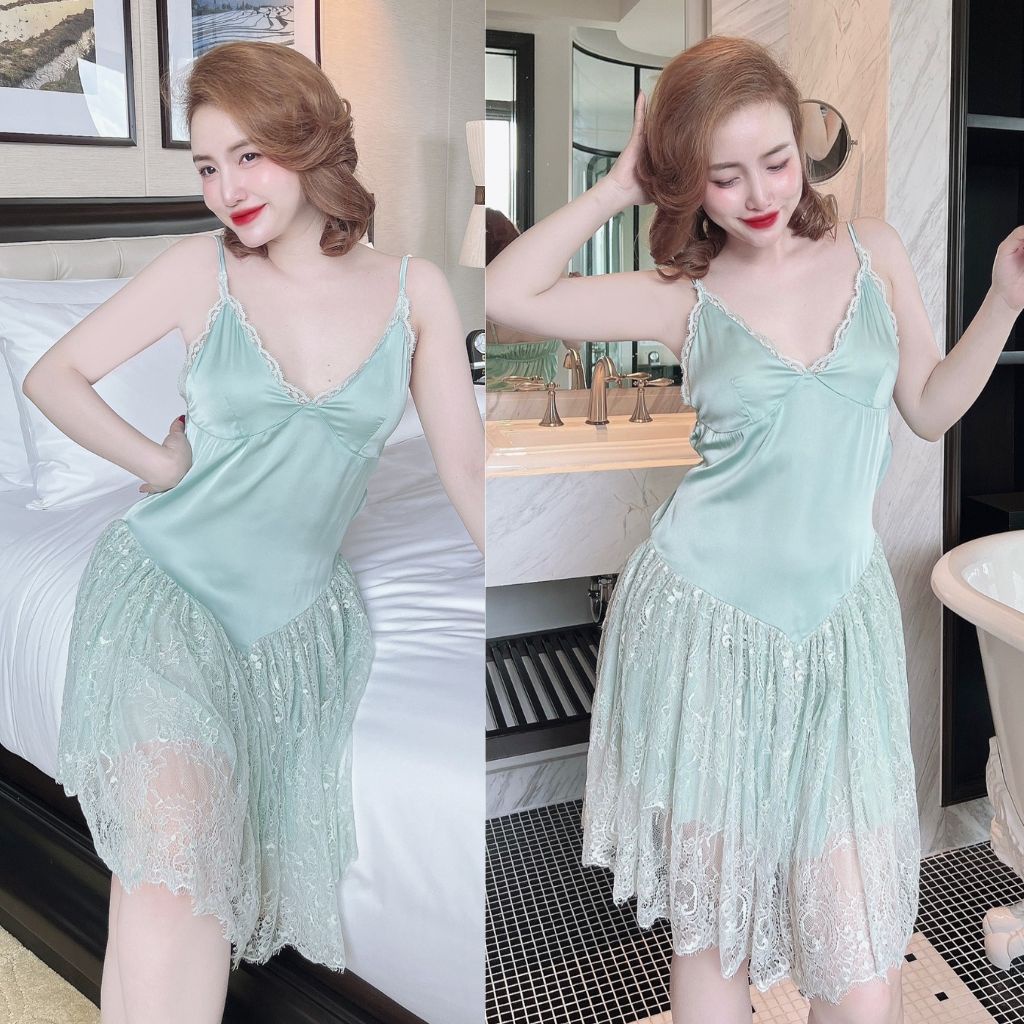 Váy ngủ sexy MIKY, Đầm ngủ sexy lụa Latin Chất Siêu Mát Dáng Siêu Xinh &lt; 65kg