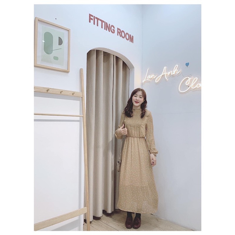 Váy hoa nhí xoè cổ trụ dài tay siêu xinh Ulzzang style 🌸 Hàng Quảng Châu