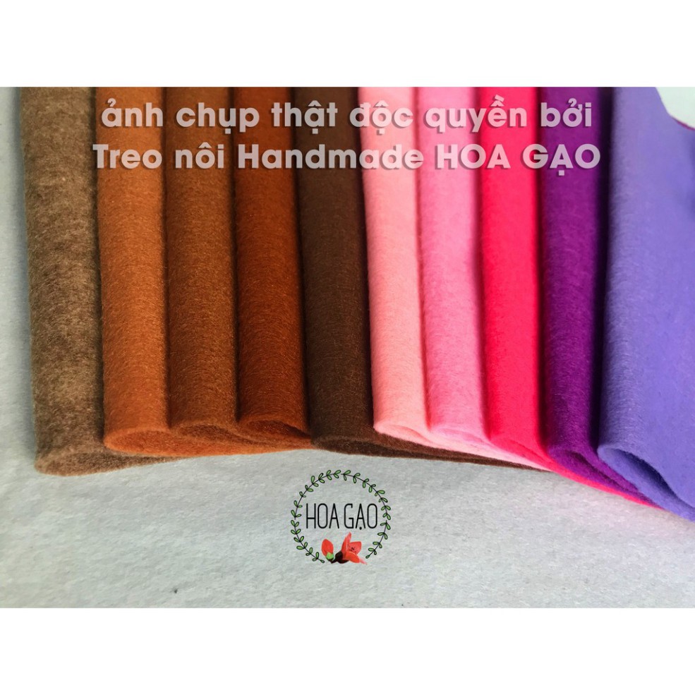 Vải nỉ mềm, vải dạ HGM22 khổ 22cm, 45cm may treo nôi, handmade 26 màu 1 QQ