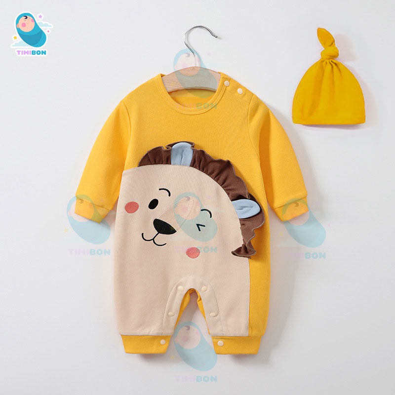 Bộ Áo Liền Quần Áo Trẻ Em Sơ Sinh Dài Tay Chất Cotton Body Hình Thú Cho Bé Trai Bé Gái [BDD17]