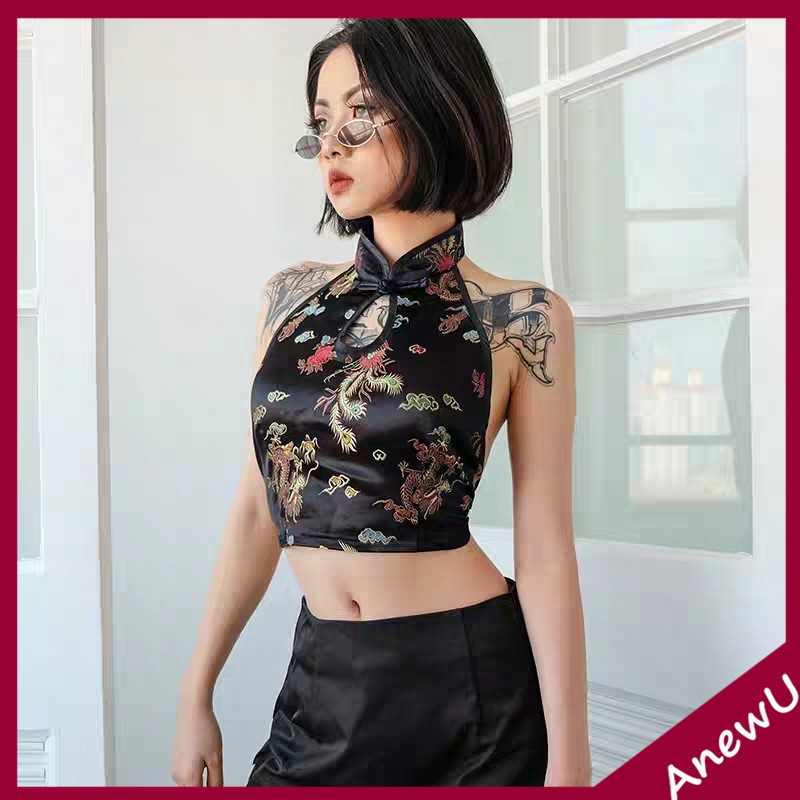 Áo Croptop sát nách dạng yếm cột dây thiết kế quyến rũ cho nữ