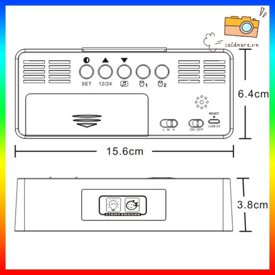 Đồng Hồ Báo Thức Điện Tử Mặt Gương Có Đèn Led Hiển Thị