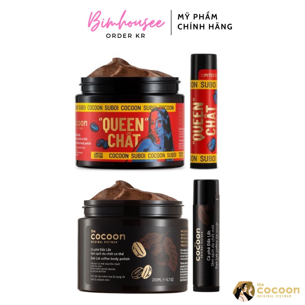 Tẩy da chết body cà phê Đắk Lắk Cocoon làm sạch tế bào chết cơ thể Cocoon x Suboi
