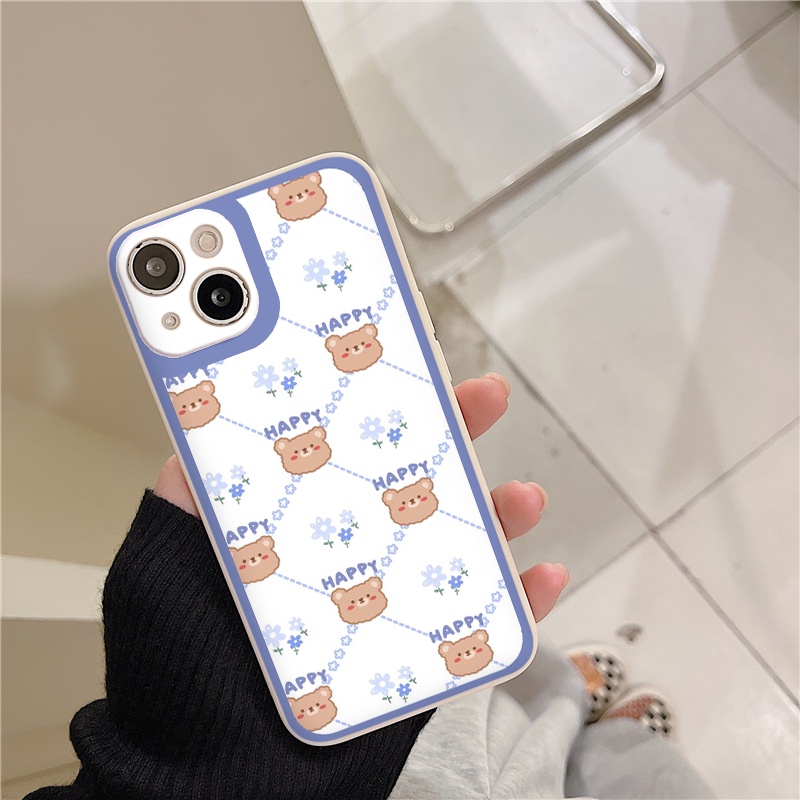 Ốp iphone cạnh vuông Gấu Happy cho ip 6/8/7/plus/x/xr/xsmax/12 pro max/11pro max/13 pro max-nt027