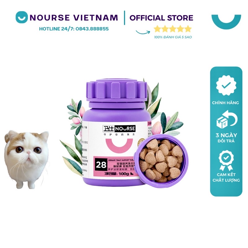Vitamin Nourse 28 bổ thận cho mèo hỗ trợ bí tiểu ngăn ngừa sỏi phòng tránh bệnh thận VN28 (200v)