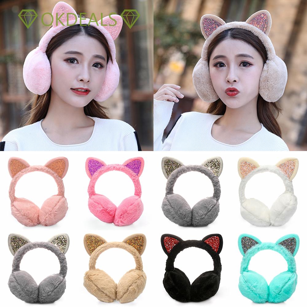 Bông Chụp Tai Giữ Ấm Đính Kim Sa Lấp Lánh Cho Nữ