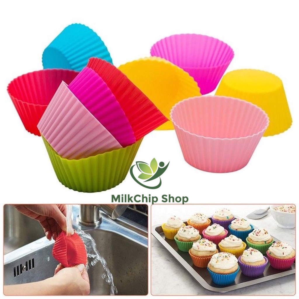 Khuôn làm bánh bông lan, cupcake, muffin bằng silicon chịu nhiệt đường kính 7cm C001