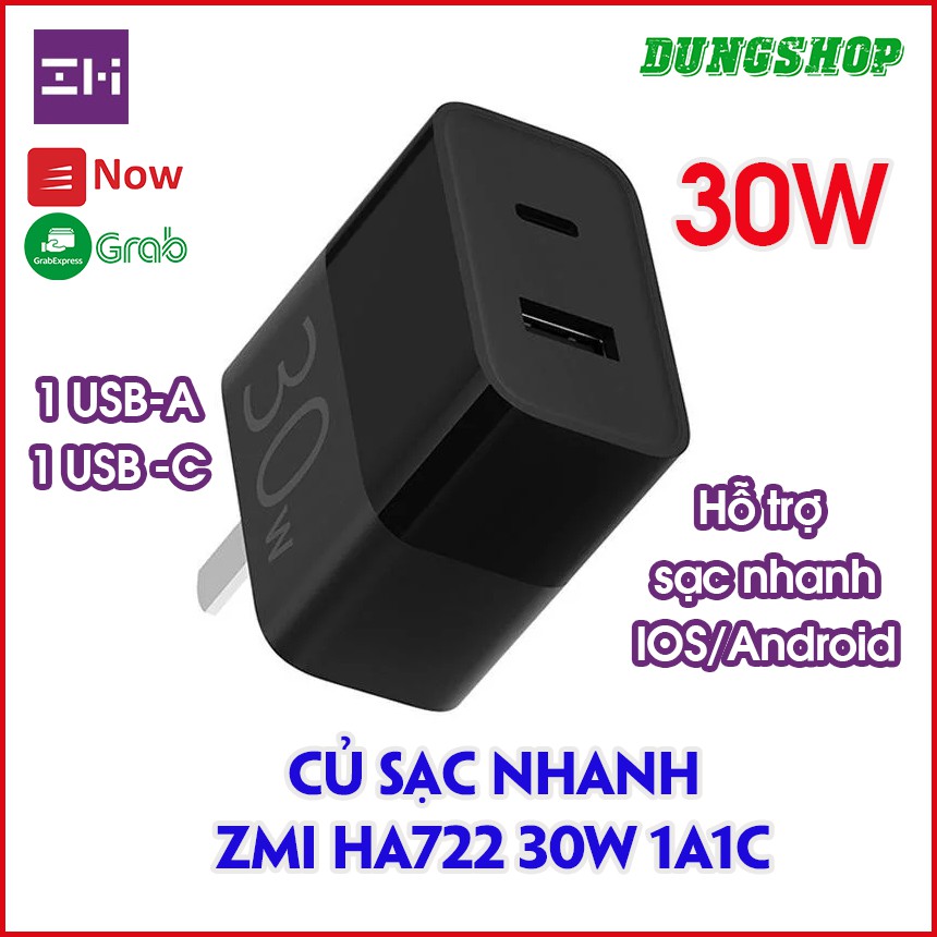 Củ sạc nhanh ZMI HA722 30W 1A1C (Đen)