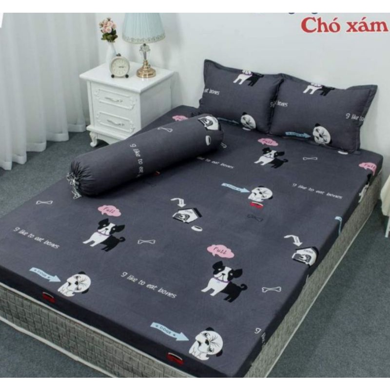 Bộ ga gối cotton size nhỡ 1m2,1m4,2m2 kiểu cute,rẻ,bền,đẹp,ga trải giường kèm 2 vỏ gối nằm Cotton