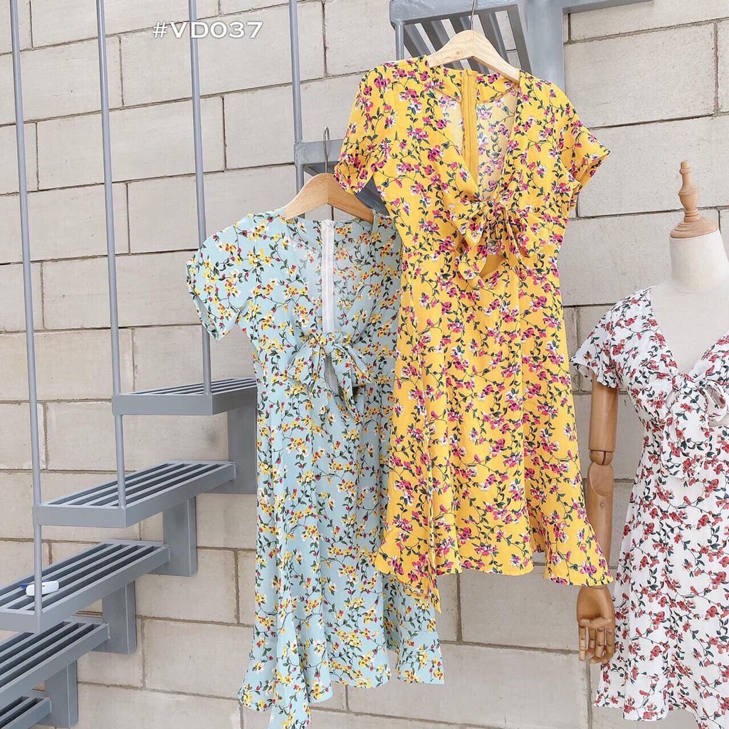 [Kèm hình thật] ĐẦM MAXI HOA NHÍ THẮT NƠ NGỰC CHÂN BÈO | BigBuy360 - bigbuy360.vn