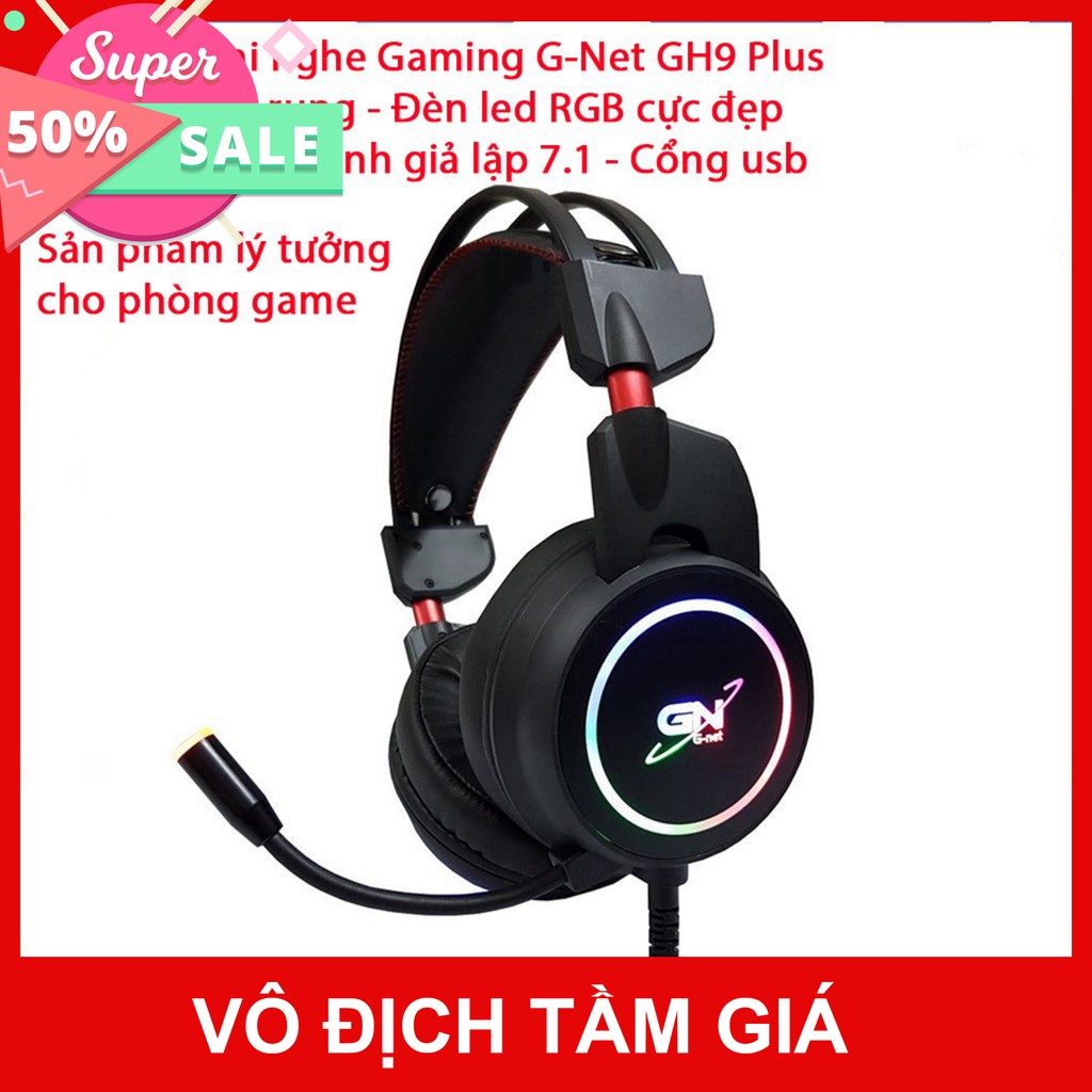 Tai nghe gaming G-Net GH9 Plus 7.1 - Có rung - Đèn led RGB - Âm thanh giả lập 7.1 - Chính hãng - Bảo hành 12 tháng