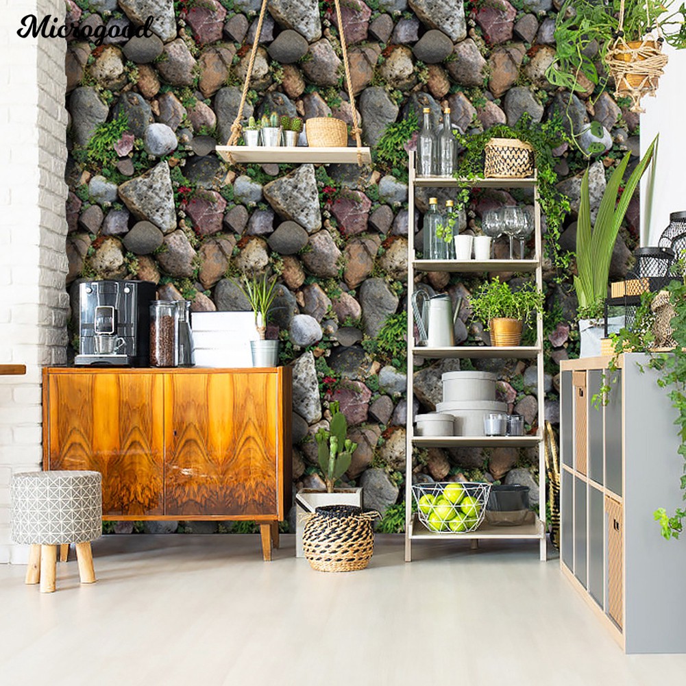 🌠🌠3D Stone Rock Grass Wallpaper TV Background Living Room Cafe Sticker