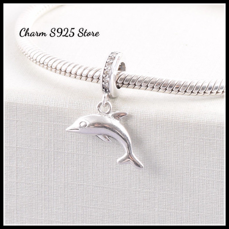 charm pan treo cá heo trắng bạc s925 cao cấp