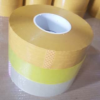 băng dính cuộn 1kg lõi 2,4mm. 3 màu: trắng trong, trong vàng, vàng đục.