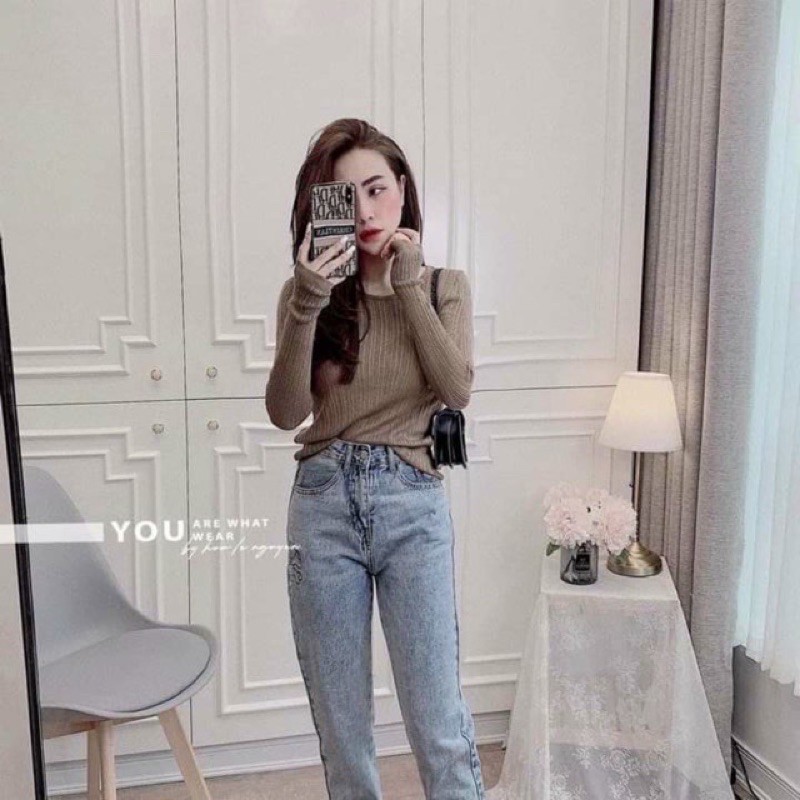 ÁO DÀI TAY LEN TĂM SỌC CỔ TRÒN 3 MÀU | BigBuy360 - bigbuy360.vn