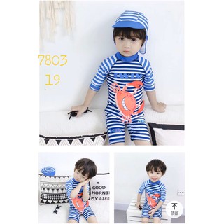 ĐỒ BƠI LIỀN THÂN CÓ MŨ CHO BÉ TRAI MSĐ