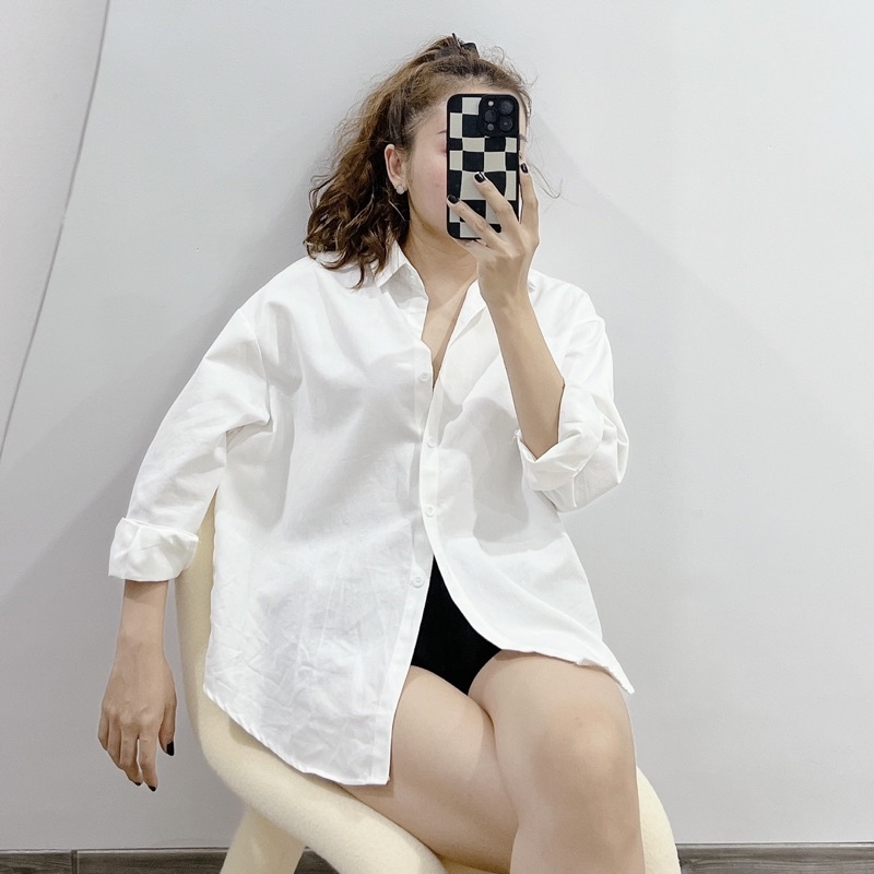 [Thanh lý] Áo sơ mi nữ tay dài form rộng kiểu Hàn Quốc màu trơn công sở đẹp FINANCY A02