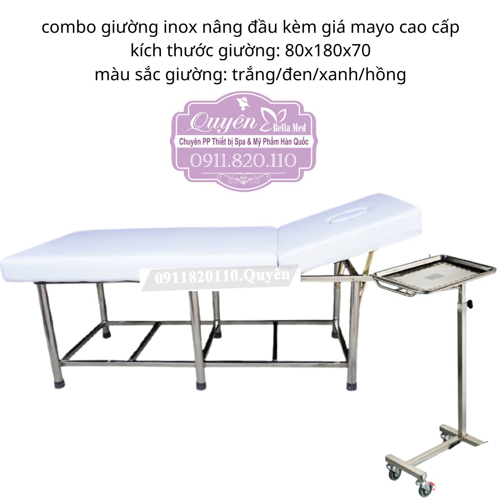 combo siêu hot giường inox chuyên dụng kèm kệ, giá mayo