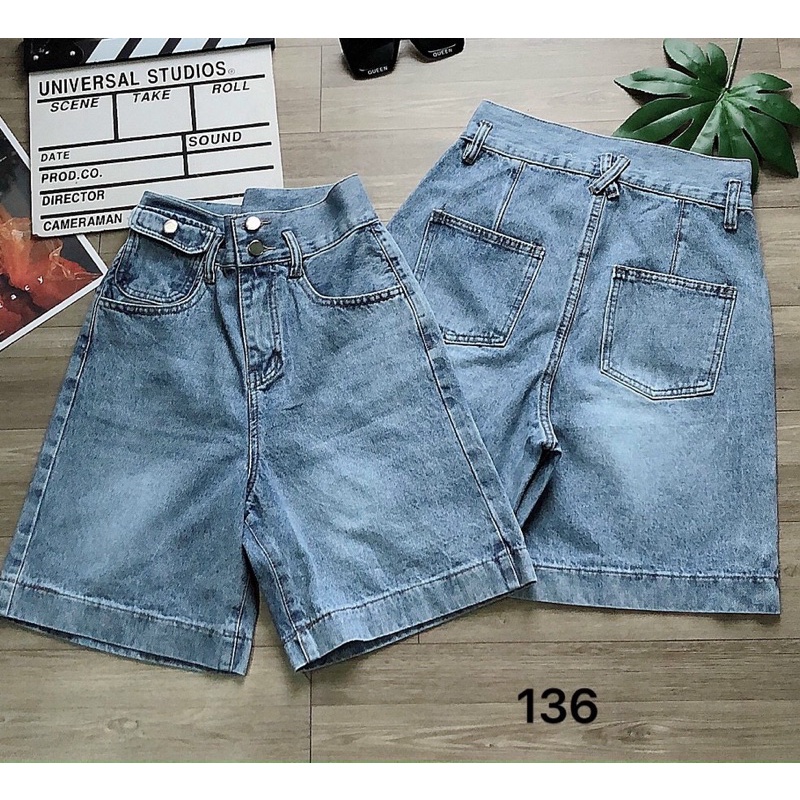 Quần Short Ngố Jean Nữ Lưng Cao Túi Kiểu Size Đại Bigsize Đến 80kg Hàng VNXK Ms136