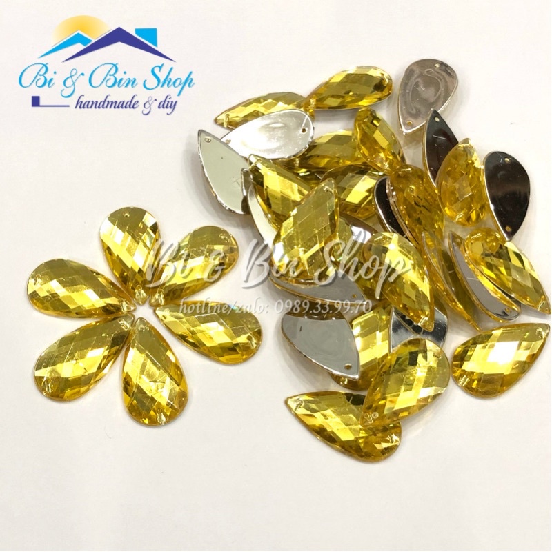 30 Viên Đá Kết Giọt Nước Lớn 16x30mm Đính Kết Trang Phục Thời, Làm Phụ Kiện Handmade
