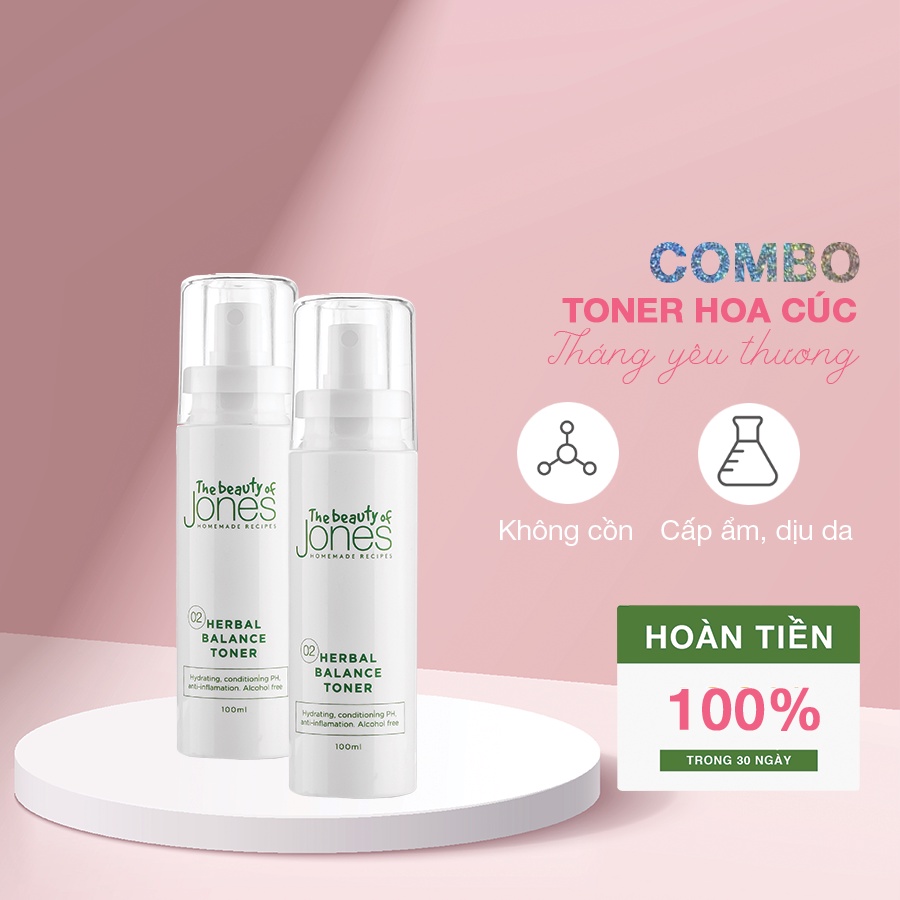 Combo 2 chai Toner cấp ẩm cho da mụn nhạy cảm The Beauty of Jones