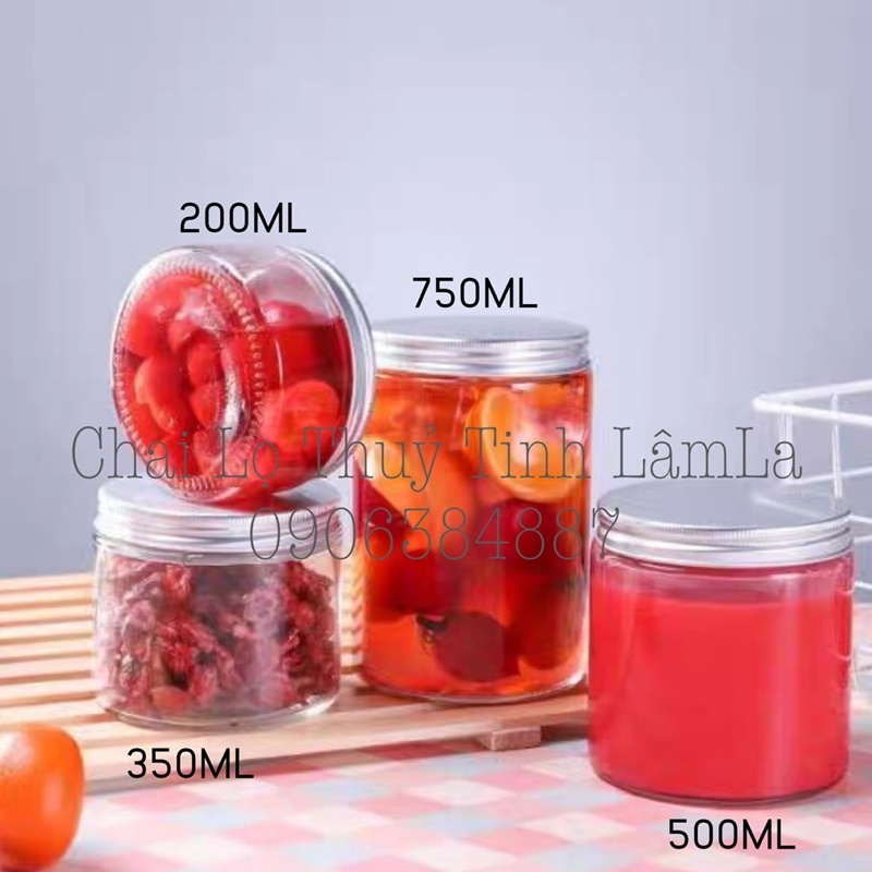 Hũ Thuỷ Tinh Tròn Lùn MT Nắp Nhôm Bạc #86 | 200ML 350ML 500ML 700ML