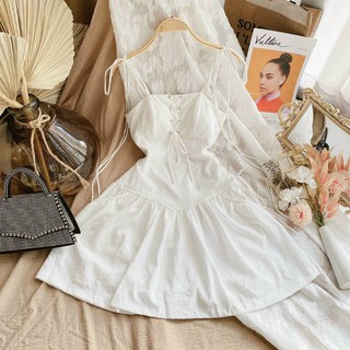 Đầm trắng 2s đan ngực