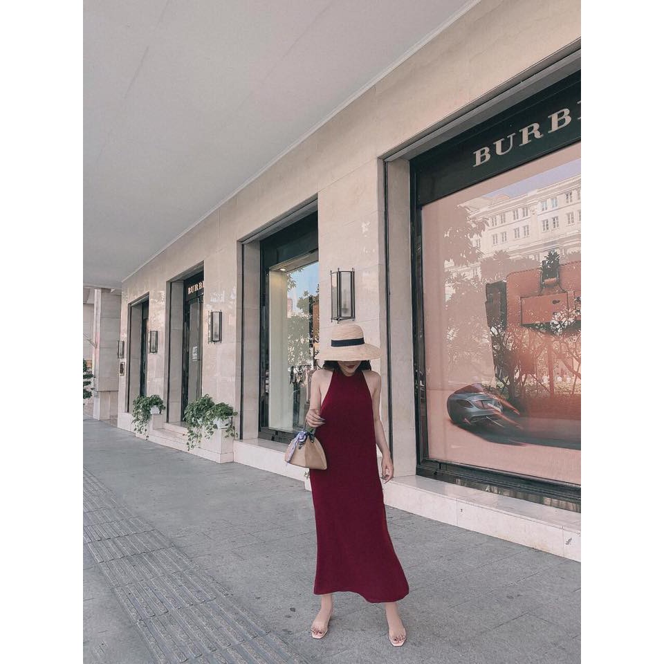 Đầm maxi cổ yếm hở lưng [Đầm maxi hở lưng] | BigBuy360 - bigbuy360.vn