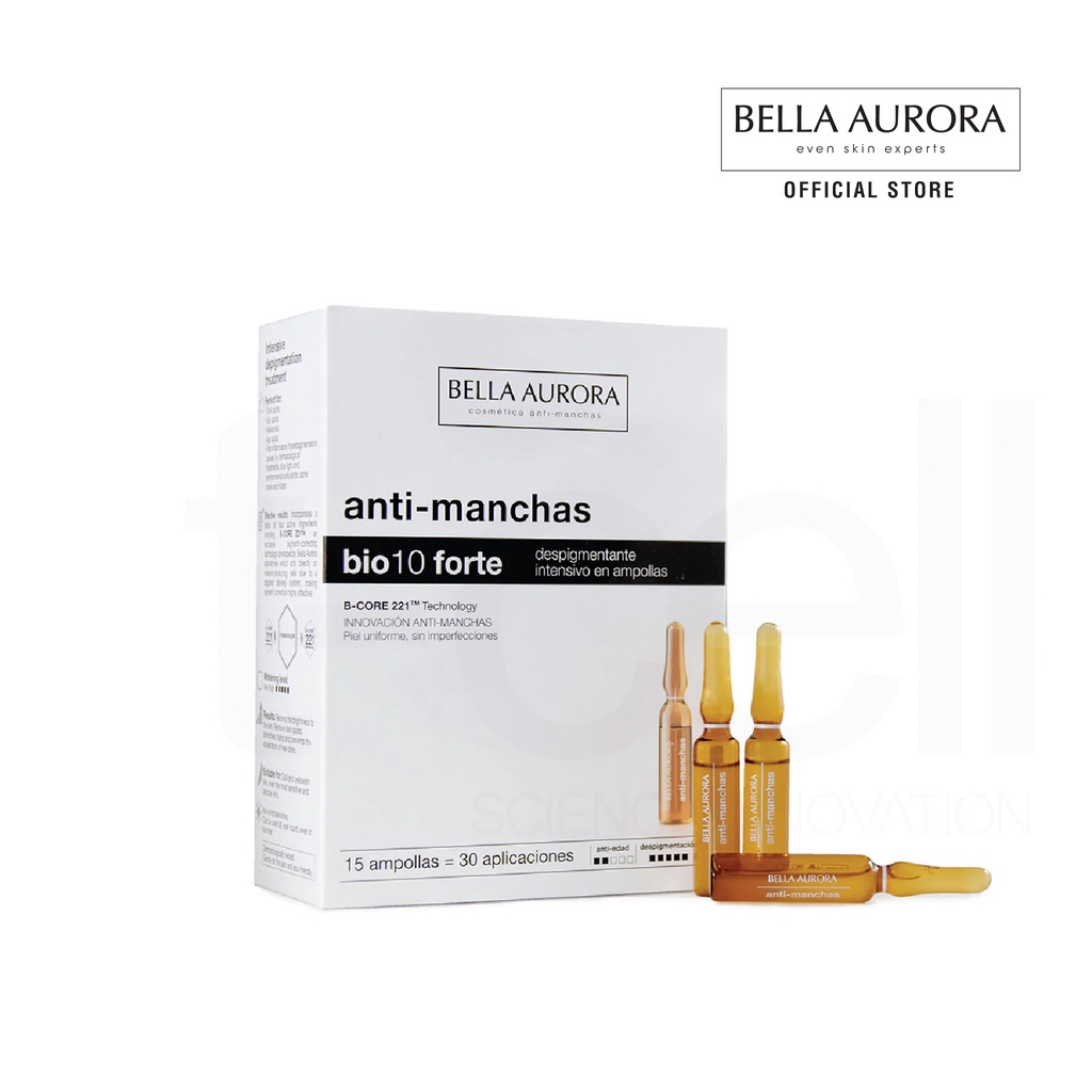 Ampoule Chống Oxy Hóa, Sáng Da &amp; Giảm Thâm Bella Aurora Bio10 Forte Ampoules (15 ampoules)