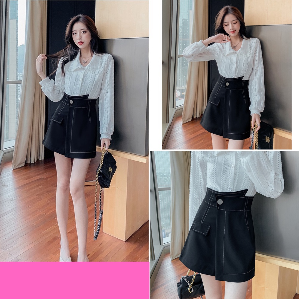 Chân váy nữ, chân váy nữ kaki dày dặn phối chỉ trắng đủ size S M L SKUCV-20 claraboutiquevn