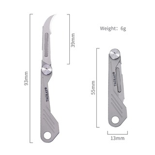 Tacray - Dao Móc Khoá EDC Titanium + 4 Lưỡi số 10 & Số 12