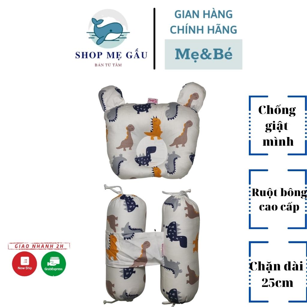 Gối chặn cho bé  bộ chèn bụng sơ sinh MERU chống bẹt đầu ruột bông cao cấp