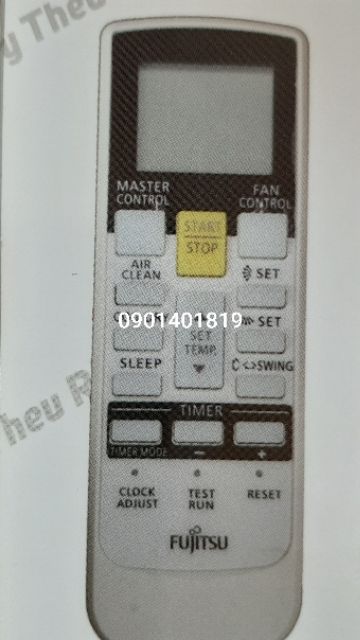 Điều khiển máy lạnh Fujitsu nút vàng
