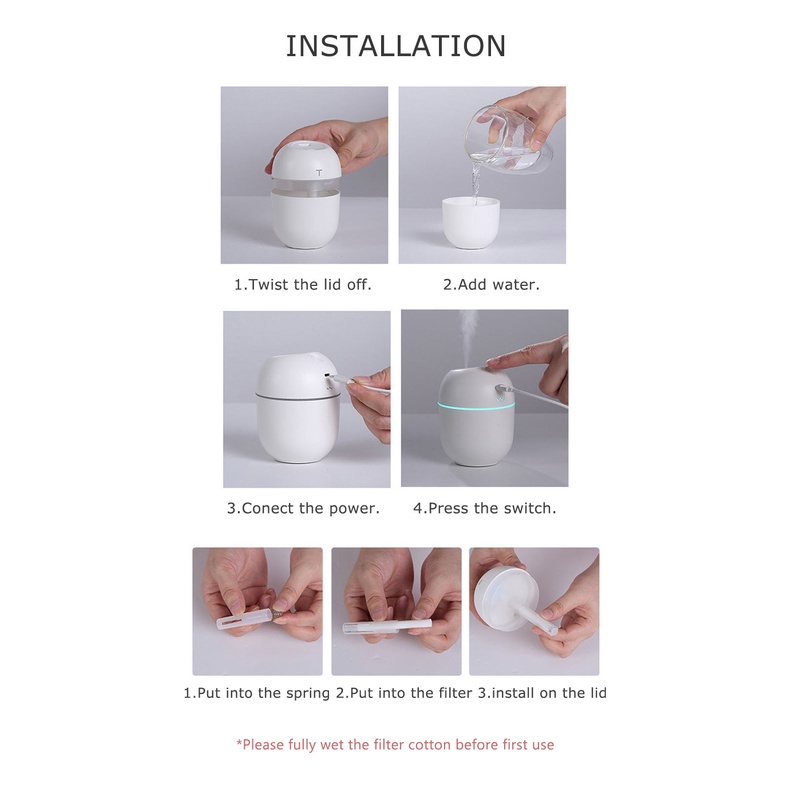 Máy Xông Tinh Dầu Mini Phun Sương Khuếch Tán Tinh Dầu Dùng Cho Phòng Ngủ Và Trong Xe Hơi