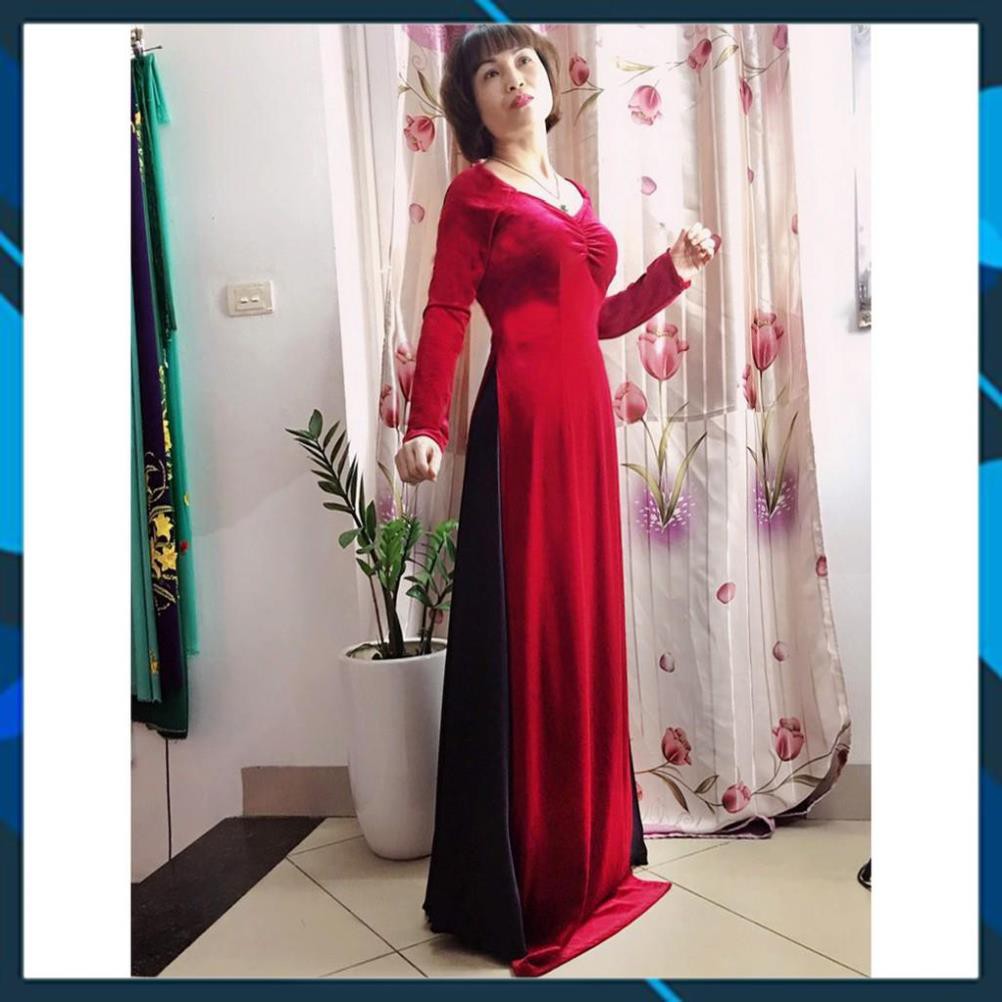 [BẢO HÀNH UY TÍN] VÁY ÁO DÀI NHUNG MÀU ĐỎ KÈM QUẦN. VÁY NHUNG ĐỎ, ÁO DÀI NHUNG MẪU MỚI, ĐẦM NHUNG