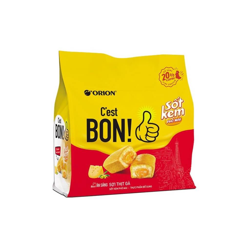 Bánh ăn sáng sợi thịt gà C’est Bon Orion sốt kem phô mai túi 5 gói x 17g