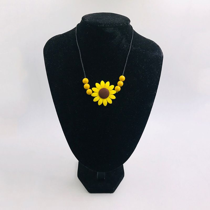 Vòng cổ Mặt Hình Hoa Hướng Dương Bằng Silicone DIY Dành Cho Mẹ Và Bé Mọc Răng