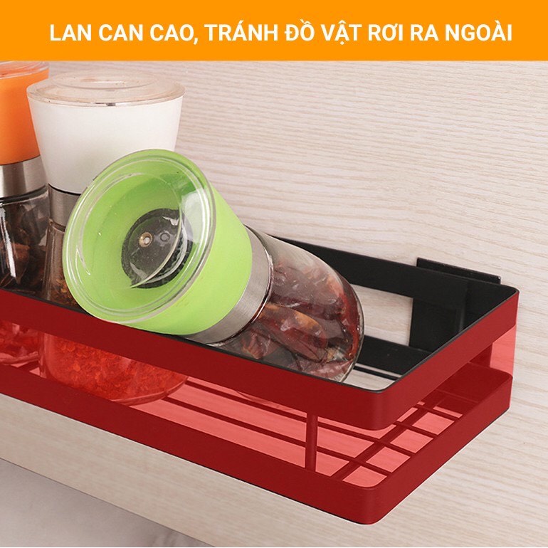 Kệ đựng gia vị dán tường siệu tiện dụng, không cần khoan đục, siêu chắc chắn, tiết kiệm không gian