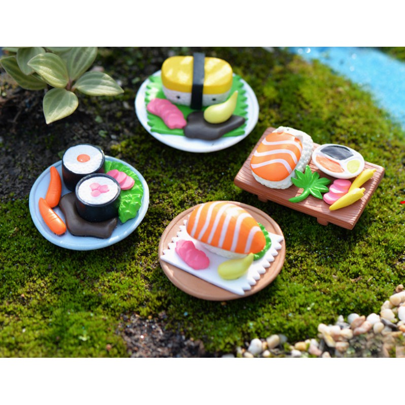 Mô hình đĩa sushi trang trí tiểu cảnh, nhà Dollhouse DIY