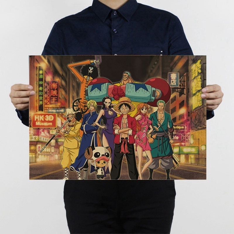 Poster treo tường trang trí in hình nhân vật hoạt hình one piece