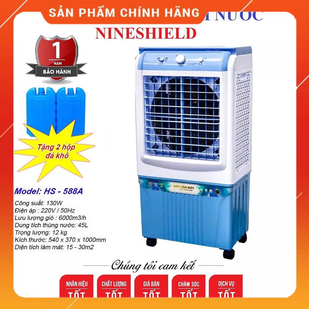 QUẠT ĐÁ/ QUẠT ĐIỀU HOÀ HƠI NƯỚC NINESHIELD HS-558A MẪU 45 LÍT [bán rẻ]