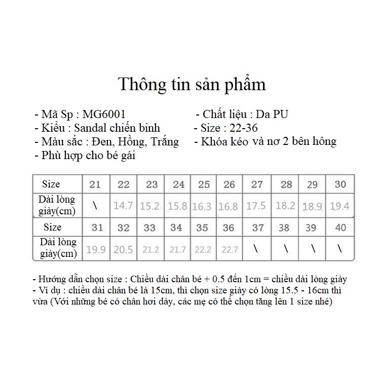 Giày Sandal chiến binh cá tính có khóa kéo và nơ bên hông MG6001