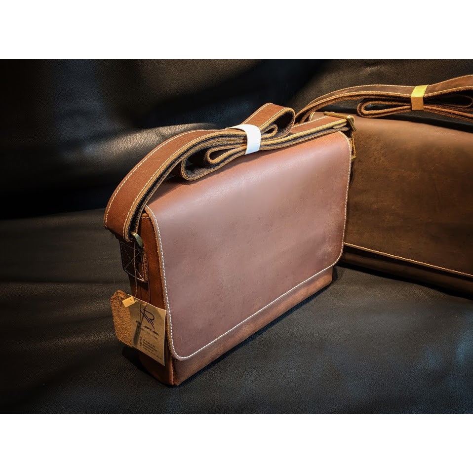 Túi Đeo Chéo Da Bò Sáp Nâu, Nâu Vàng Cao Cấp - DA THẬT 100% & BẢO HÀNH 2 NĂM