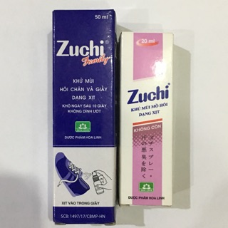 Bộ đôi khử mùi hôi chân và nách zuchi 50ml, 20ml