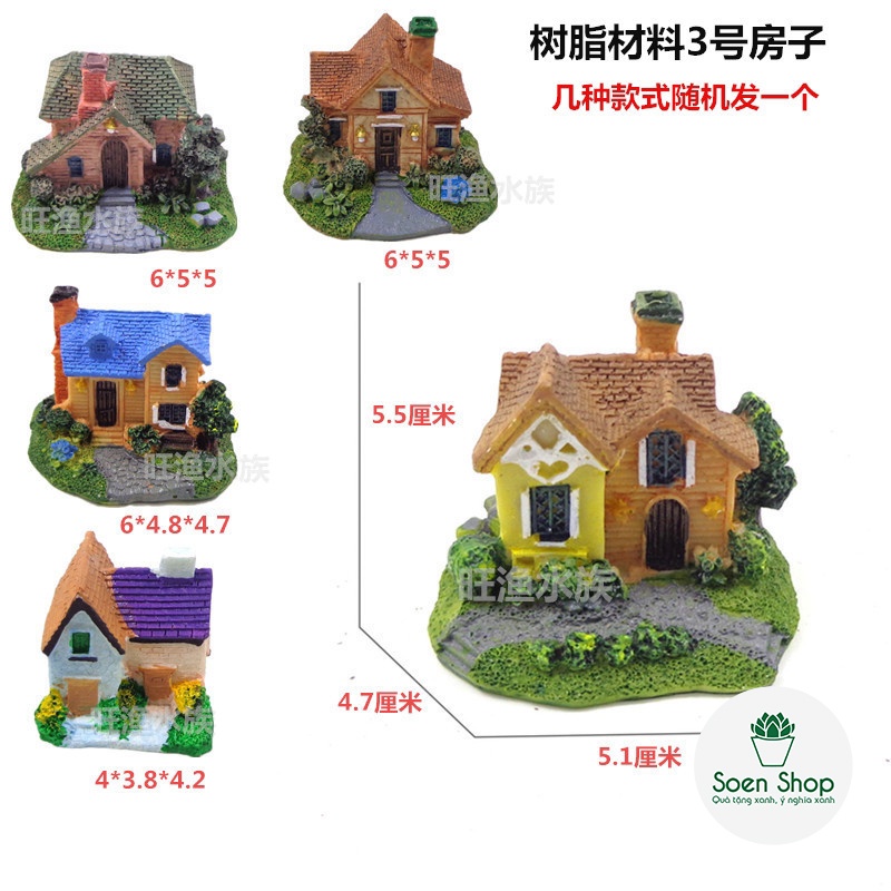 |FREESHIP| Phụ kiện NHÀ BIỆT THỰ - Phụ kiện trang trí cây xanh để bàn làm việc, mô hình trang trí cho bể cá, tiểu cảnh