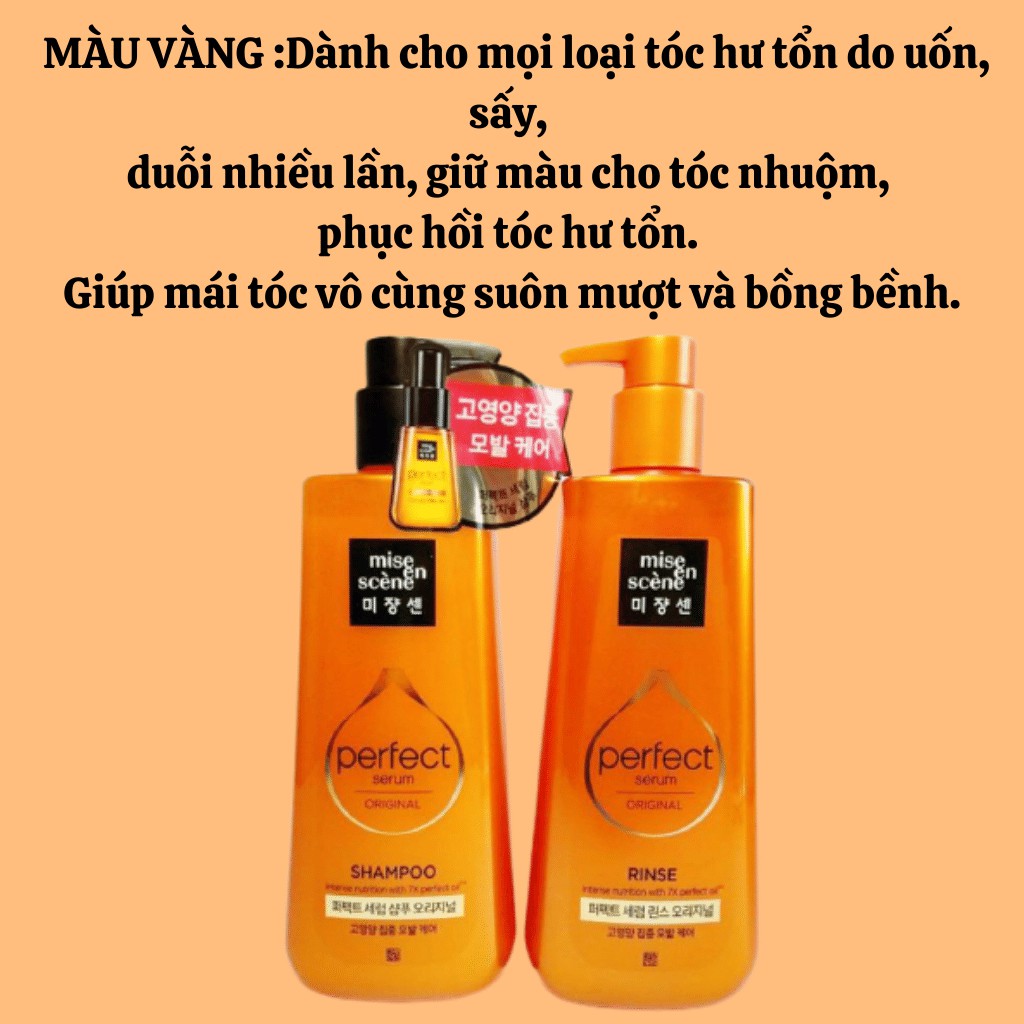 Dầu Gội Xả [Tóc Mượt 100%-Hàng AUTH] Dầu gội xả Mise En Scene Perfect Hair 680 ml