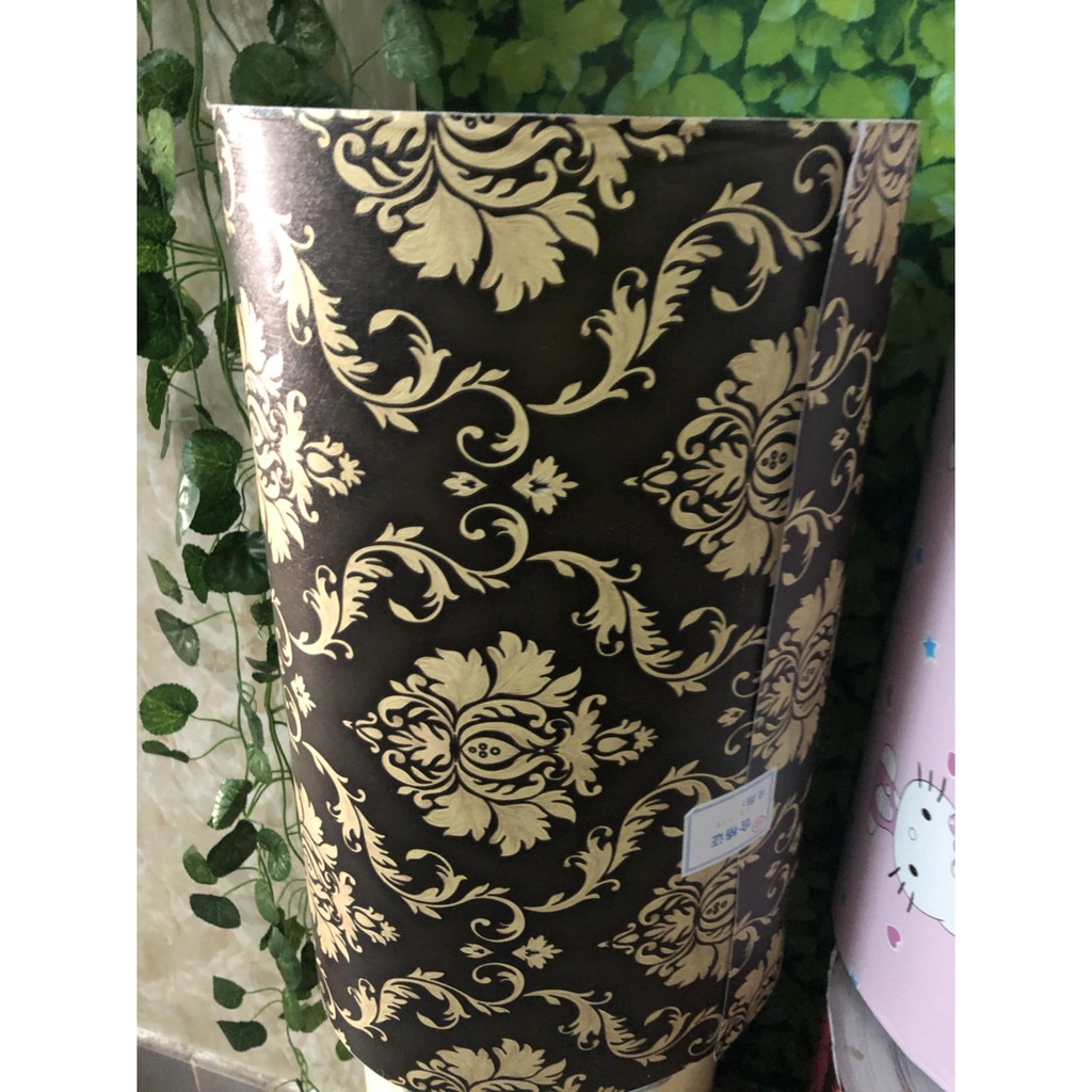 1M x 45cm Giấy dán tường có sẵn keo - hoa châu âu vàng nền đen