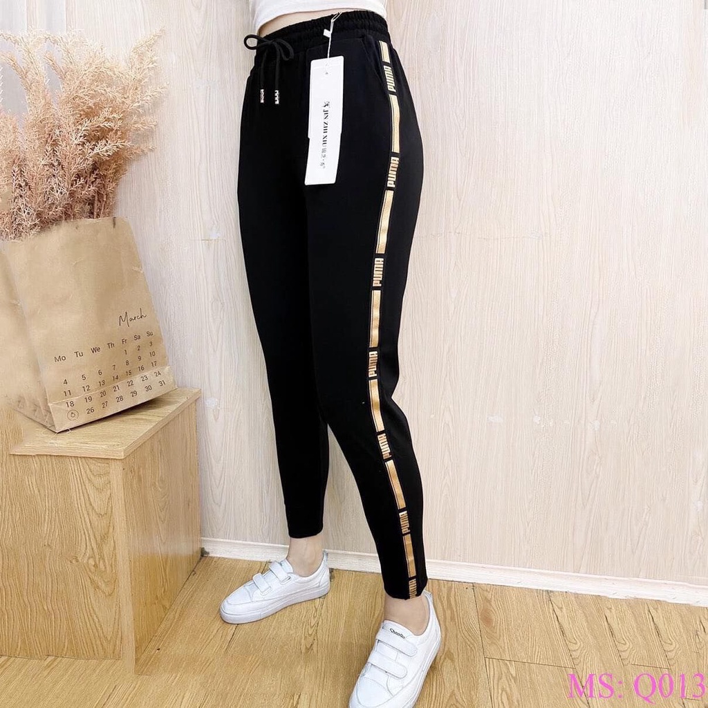 Quần baggy dáng thể thao chất liệu Umi Hàn cao cấp co giãn 4 chiều viền chữ Puma big size từ 38-85kg (Q013)