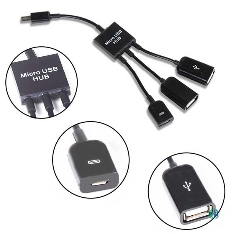 Thiết bị chuyển đổi đầu dây cáp Micro USB USB 2.0 OTG 3 trong 1 tiện dụng | BigBuy360 - bigbuy360.vn