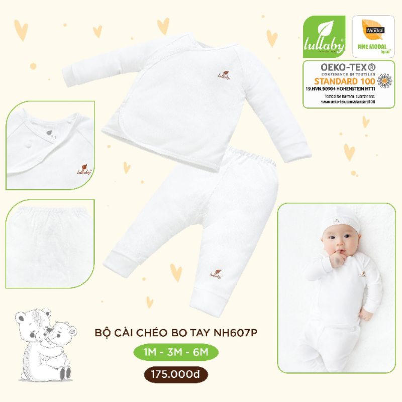 Lullaby -   Bộ dài tay cài chéo sơ sinh chất liệu Modal mềm mát cho bé 3-6kg